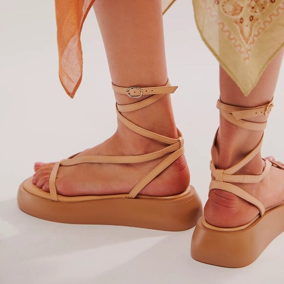 NEW FREE PEOPLE Winnie Wrap Flatform in Vachetta for women 252 - Picture 3 of 8